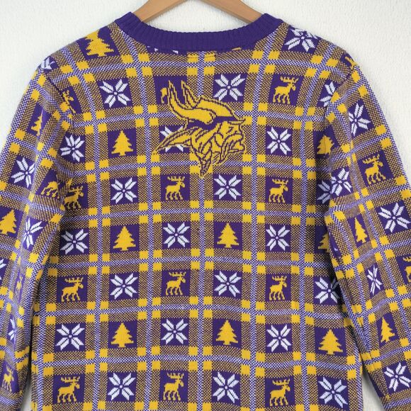 Minnesota Vikings Sweater Mens S Purple Gold Fair Isle Nordic Graphic Print SKOL - Picture 12 of 15